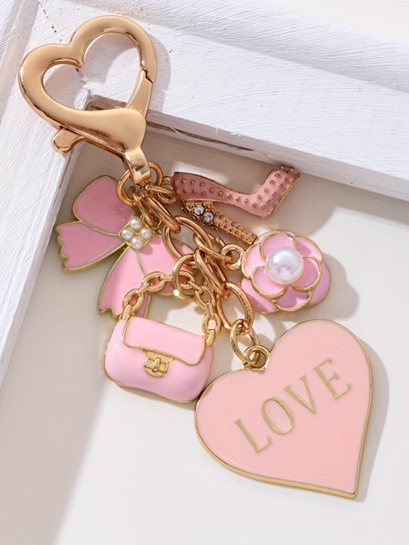 Bag Cosmetic Heart Oil Drop Keychain, Cute Plain Style, All Seasons Decoration, Perfect Holiday Gift, Fashion Accessory