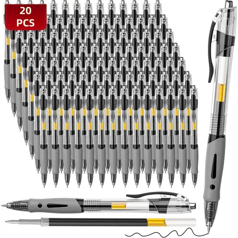 0.5 mm Fine Tip Gel Ink Pen (20 Pcs), Quick-Dry Smooth Writing Gel Pens, Stationery Supplies for Students, School, Home and Office, Work Pens