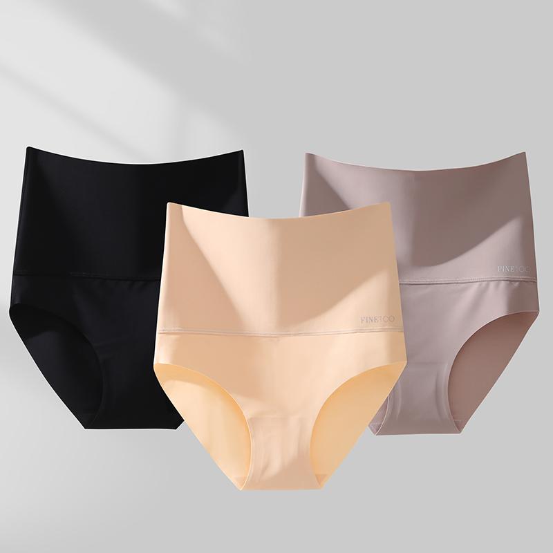 FINETOO Unite Store 4PCS Women's High-Waisted Underwear Spandex Bikini Seamless Panties Nylon Brief Basic Lingerie S-3XL Minimalist Elastic Tummy-Tuck