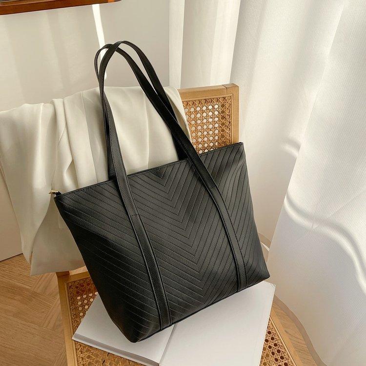 Large Capacity V-Texture Leather Tote Bag for Women, Lightweight Soft Leather Shoulder Bag, Commuter Laptop Mommy Bag, Casual Crossbody Backpack