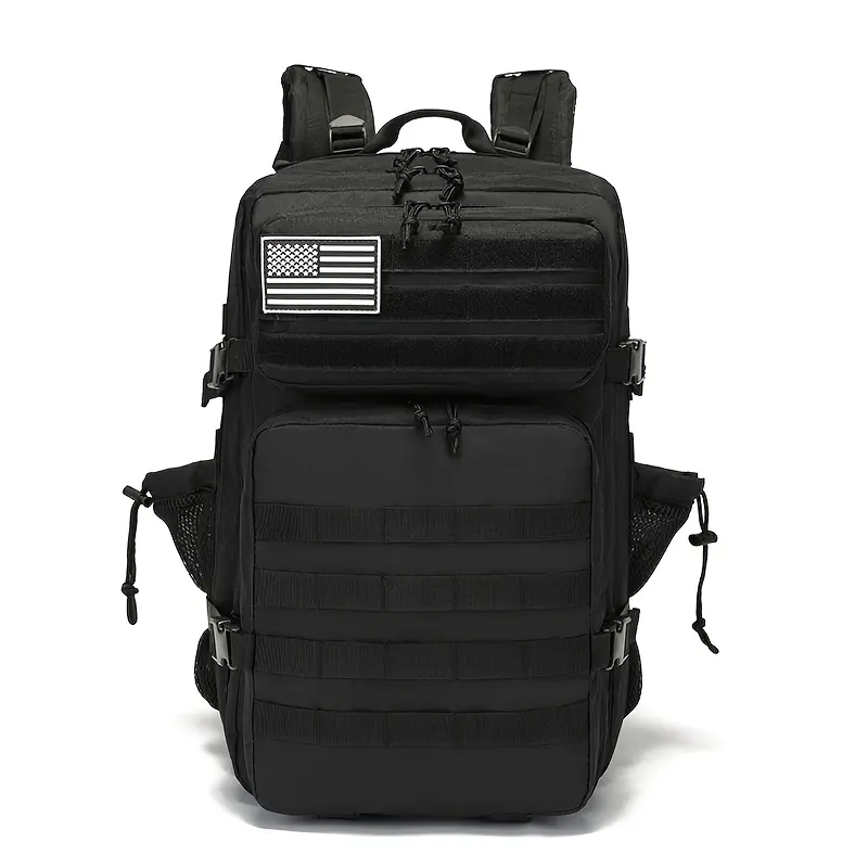 Unisex Nylon Blend Large Capacity Tactical Rucksack with MOLLE System, Cup Holder, 13.21gal for 3-Day Outdoor Adventures - Black/Sand (Great Gift for Holidays) [Large Outdoor Gear, Tactical Look]