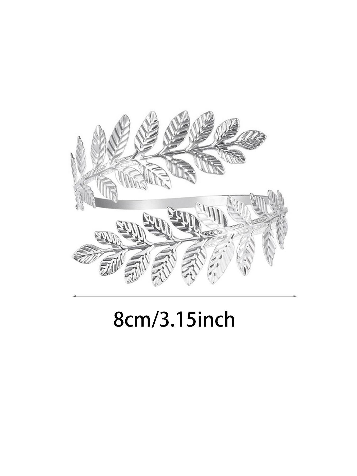 Metal Leaf Open Arm Ring, Fashion Exaggerated Roman Personalized Branch Adjustable Bracelet, Holiday Party Preferred Accessory