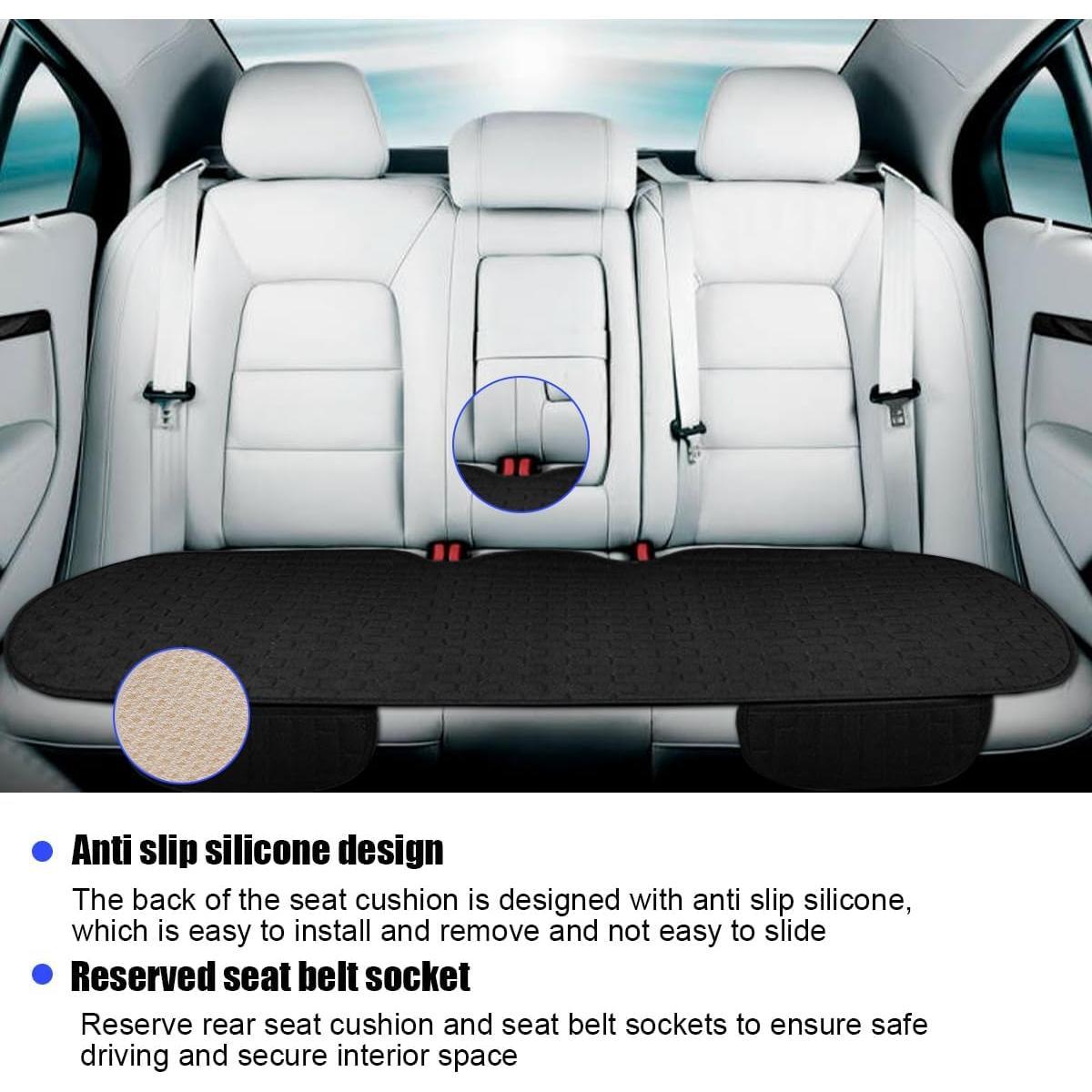 Seat Cover, Anti-Slip Long  Rear Bench Protectors with Storage Pocket, Breathable Comfortable Auto Interior Seating Bottom Protection Accessories,  Fit (Black)