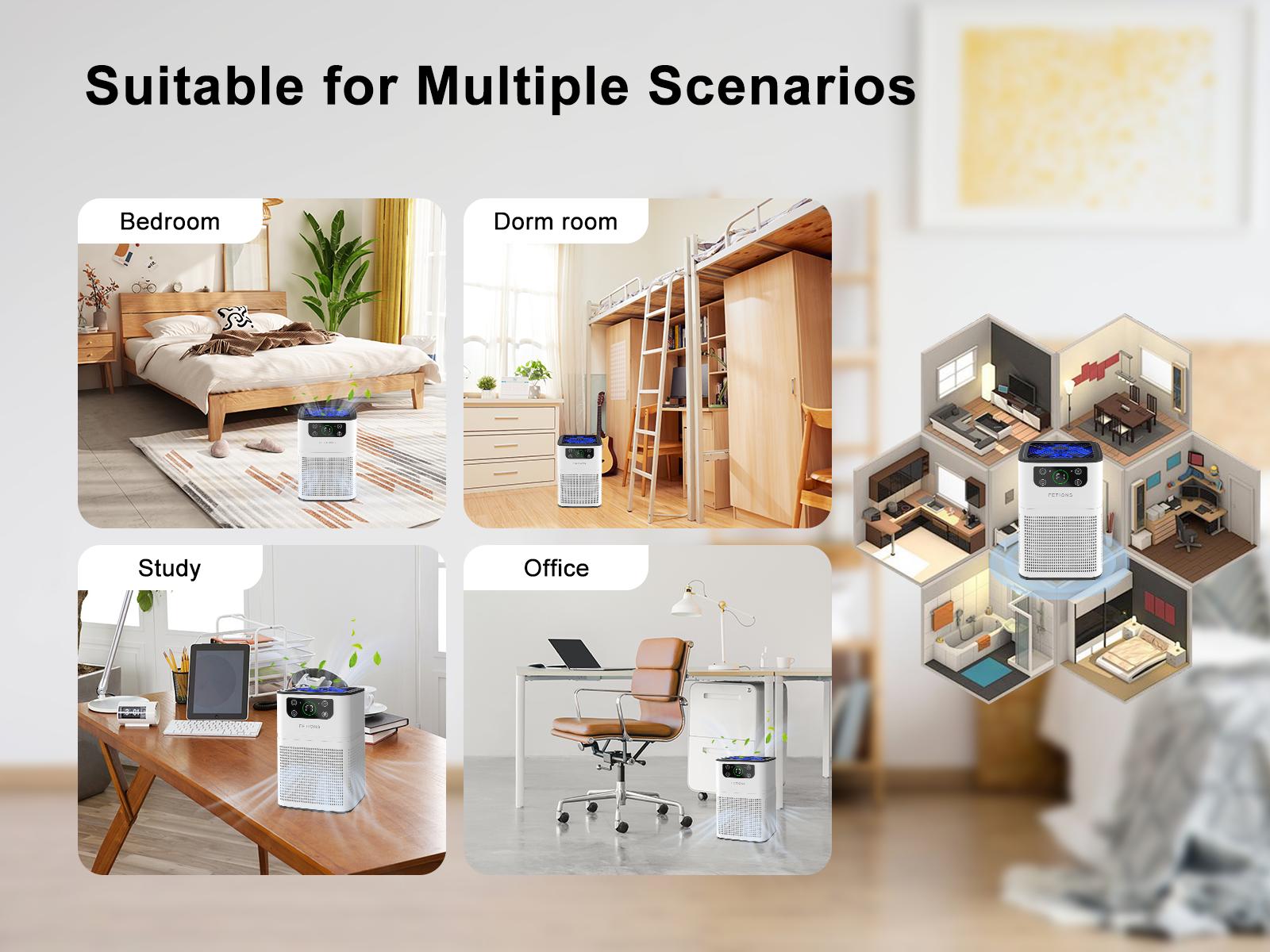 Home Air Purifier with Aromatherapy, 3-in-1 Filtration System, Compact H13 HEPA Filter for Dander Pollen Odor, Office Living Room Bedroom Kitchen, White, 2 Pack Household Appliances Multifunction