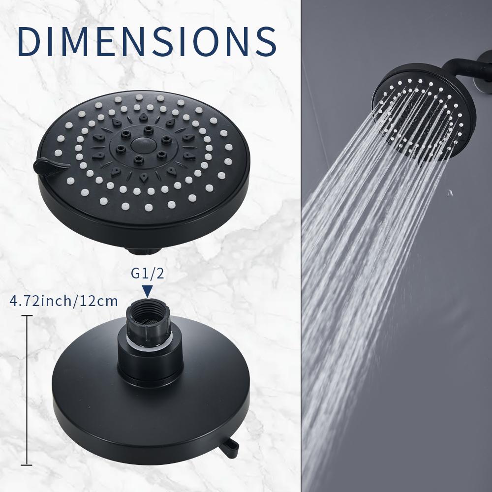 High-Pressure Rain Shower Head, Easy Installation, 5 Spray Modes, Modern Bathroom Upgrade, Polished Finish, Wall-Mounted, Luxury Bath Accessories