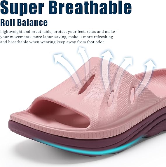 Womens Recovery Sandals Mens Comfortable Athletic Slides Thick Cushion Lightweight Plantar Fasciitis Sport Sliders of Indoor Outdoor,Arch Support Orthotic Open Toe Outdoorfun