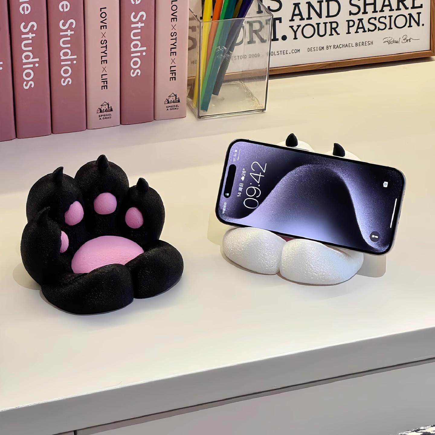 Creative Cat Claw Phone Stand Cute Desk Phone Holder Anti-Stress Fidget Toy Adjustable Cell Phone Stand Funny Gift for Home Office Desk Decor Compatible with iPhone Android