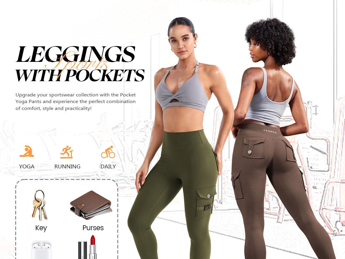 YEOREO High Waist Cargo Leggings Women’s Workout Pants with Pockets Hidden Scrunch Butt Lift Compression Yoga Wear Athletic Bottoms YEOREO High Waist Cargo Leggings Women’s Workout Pants with Pockets Hidden Scrunch Butt Lift Compression Yoga Wear Athletic Bottoms