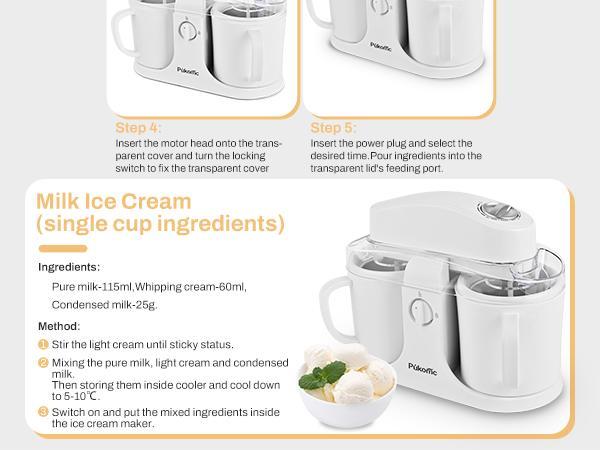 Pukomc Quick Freezing Multi-functional Ice Cream Maker uses advanced technology and can be used to make Italian ice cream, mixed-flavor ice cream, smoothies, frozen smoothie bowls, etc. It enables you to make delicious ice cream right at home!