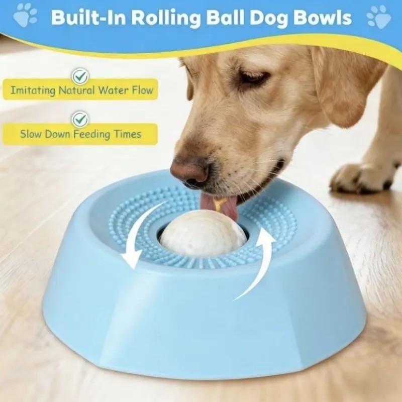 This interactive silicone slow feeder bowl for large dogs and cats features a licking surface and puzzle ball to slow eating, relieve coughs, and reduce anxiety.Includes replacement balls for extended use and lasting durability. enrichment pet buttons