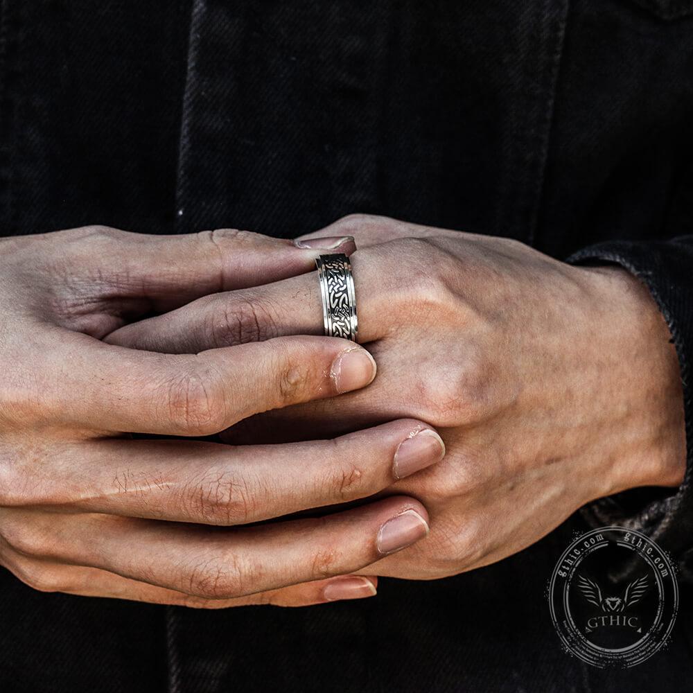 GTHIC Viking Triquetra Celtic Knot Stainless Steel Spinner Ring Band Ring for Men Women Daily Wear Birthday Gifts