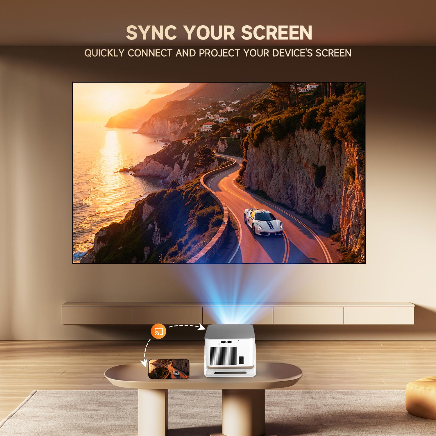 [US warehouse] Magcubic HY350MAX Projector 900ANSI Auto Focus 8K Decode Android 14 Allwinner H726 Built-in 15W HiFi Speaker Dual WiFi6 BT5.4 Native 1080P 1.0:1 short Throw Portable Smart Projector For Home Cinema Movie Night, Gift, Summervibes