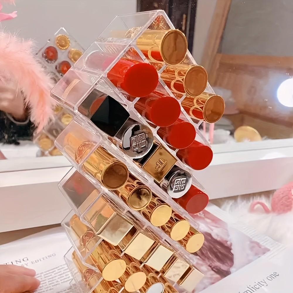 Lipstick Organizer Box, Large Capacity Layered Storage Rack, Makeup Vanity Shelf, Trendy Lipstick Display Stand, Desktop Organizer, Clear Acrylic Organizer
