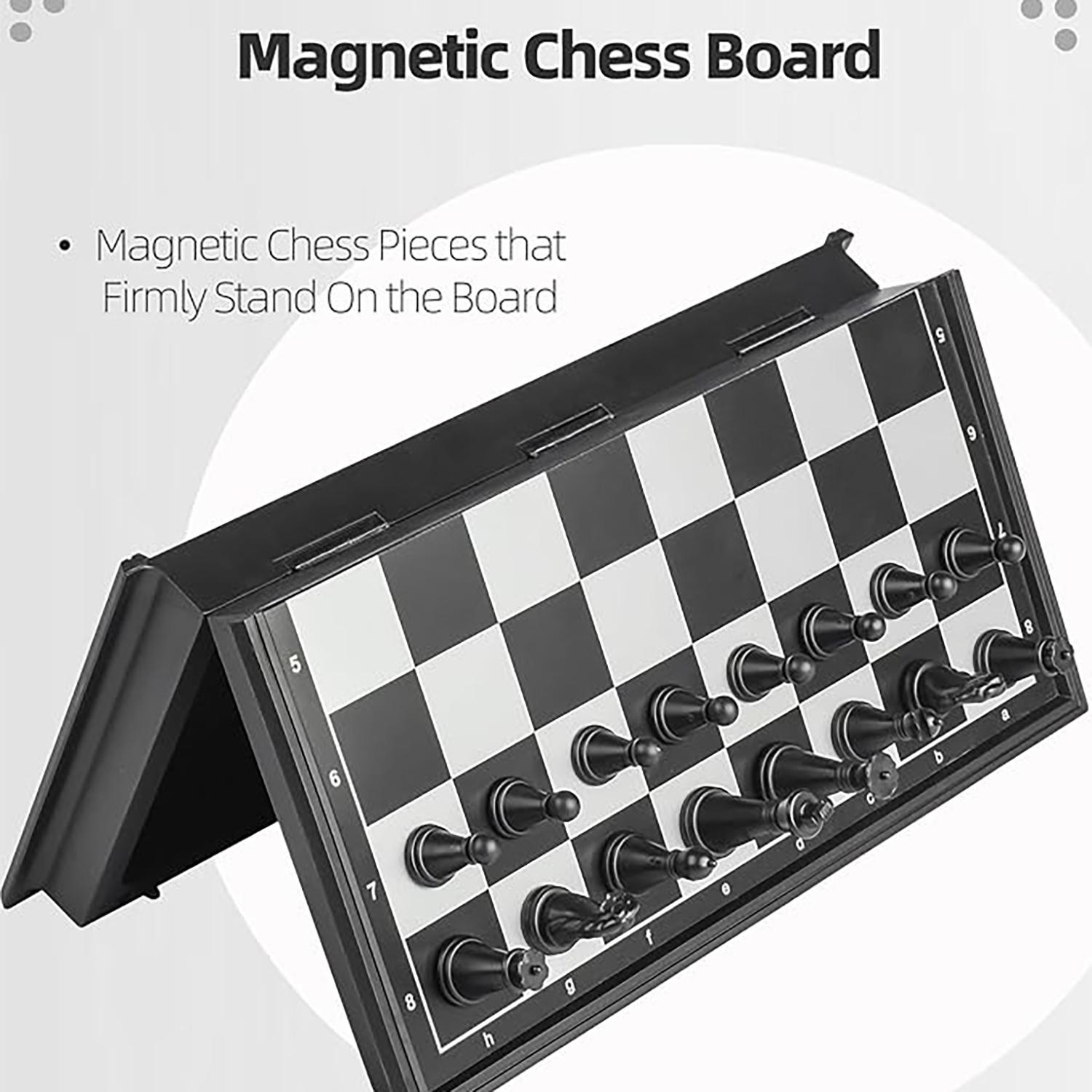 Magnetic Travel Chess Set for Kids and Adults, Portable Foldable Board Educational Toy, Mini Pocket Chess and Checkers Set, Family Game Night, Strategy Board Games