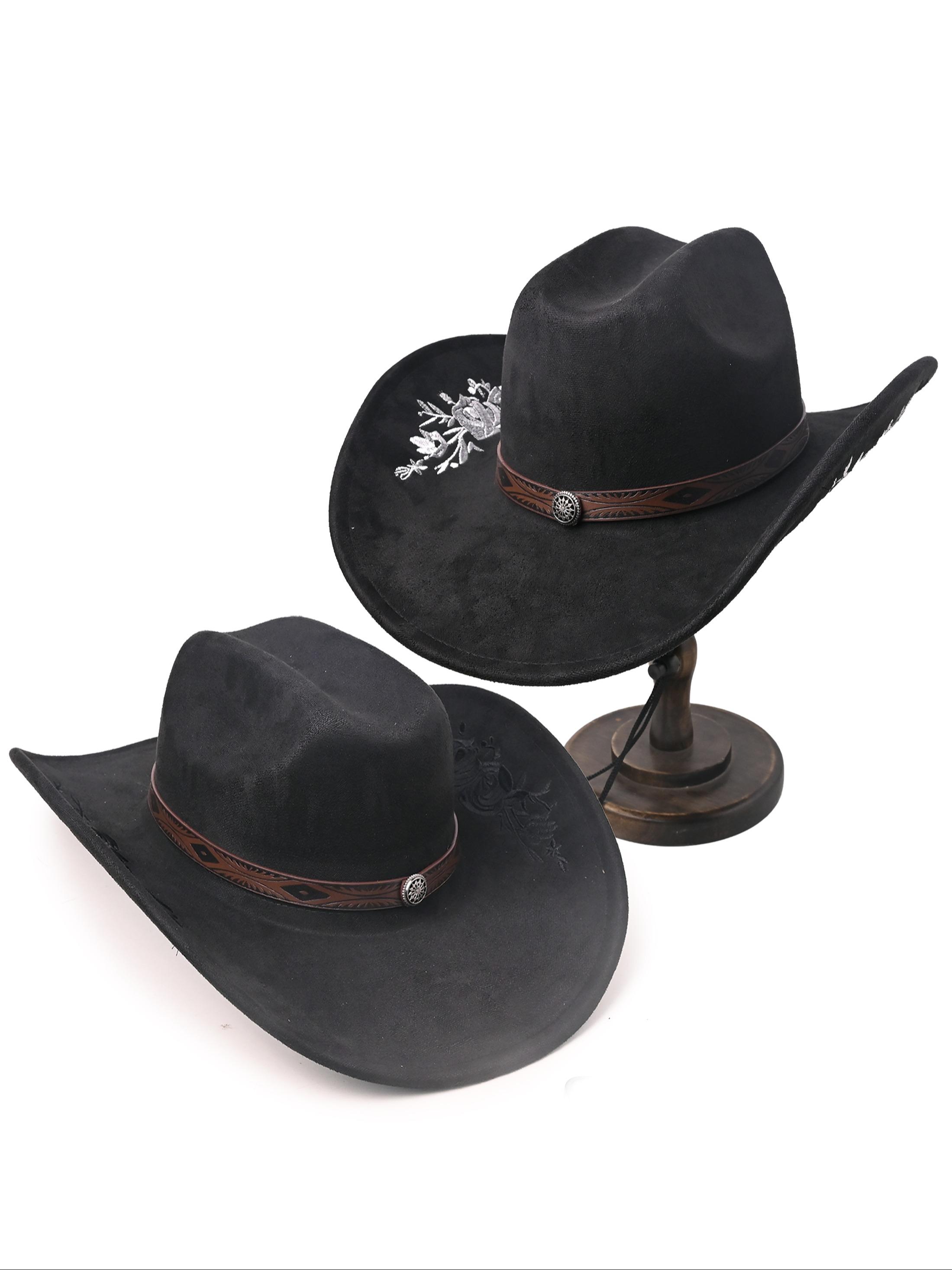 2932 Men & Women\'s Classic Wide Brim Western Felt Cowboy Cowgirl Hat With Belt RainFlower Classic Cowboy Hat for Men & Women - Wide Brim  main image 2