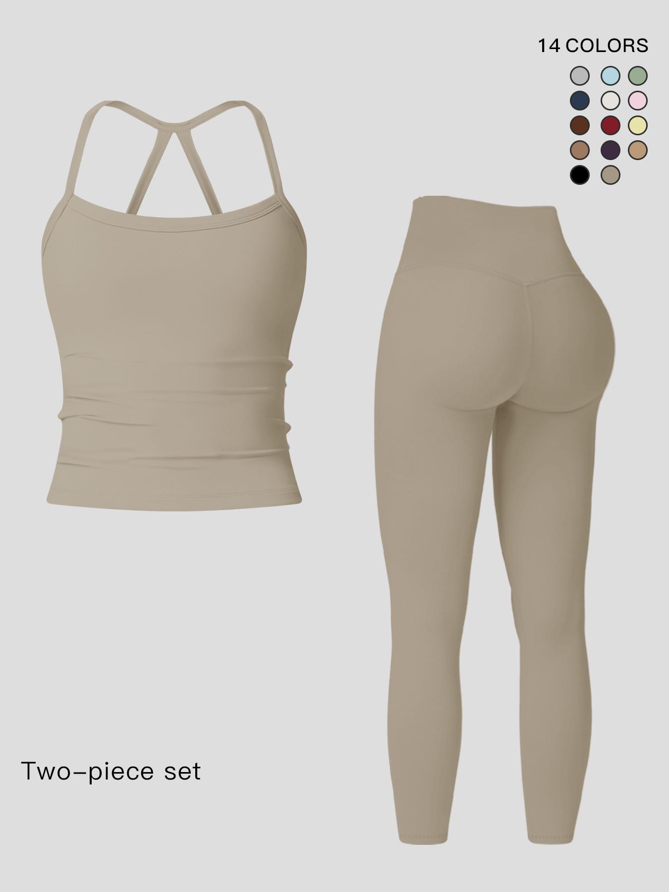 Women's Quick-Dry Yoga Vest Set, Tight-Fitting Fleece-Lined Workout Top & Long Pants, Outdoor Running Cycling Sportswear For Gym