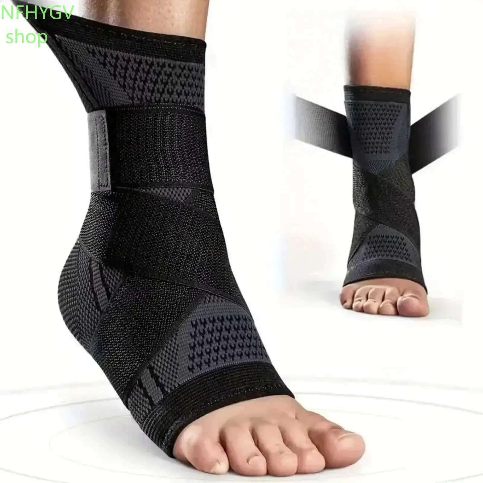 2 Pack Adjustable Compression Ankle Support Sleeves, Flexible Ankle Stabilizer Brace With Achilles Relief, Unisex Recovery Foot Wrap, Sports Accessory for Running, Gym, Hiking and Sprain Recovery