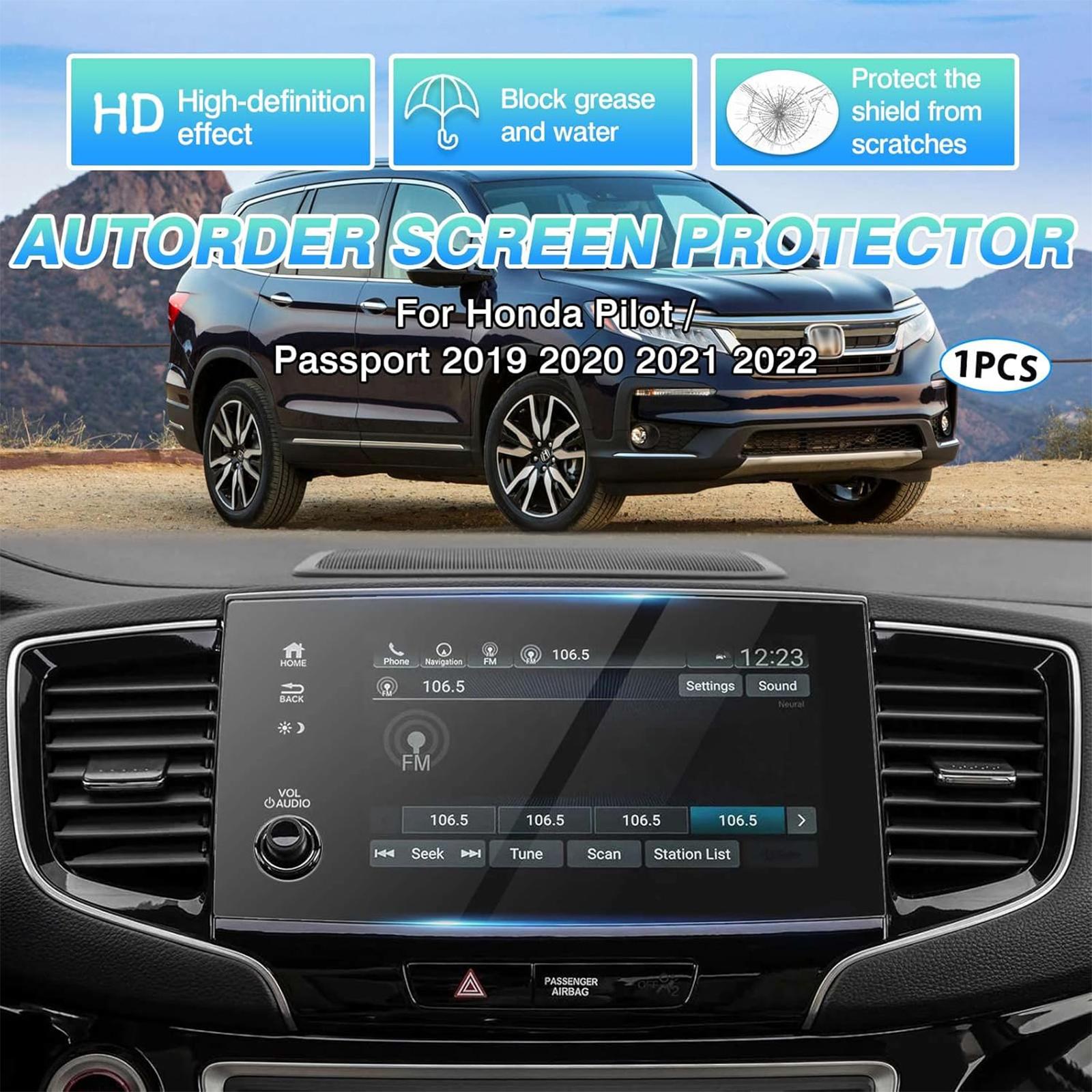 Canvcle Custom Fit for Screen Protector 2019 2020 2021 2022 Honda Pilot/Passport Tempered Glass 9H Navigation Touchscreen Protective Film(8-Inch) Cover Protection