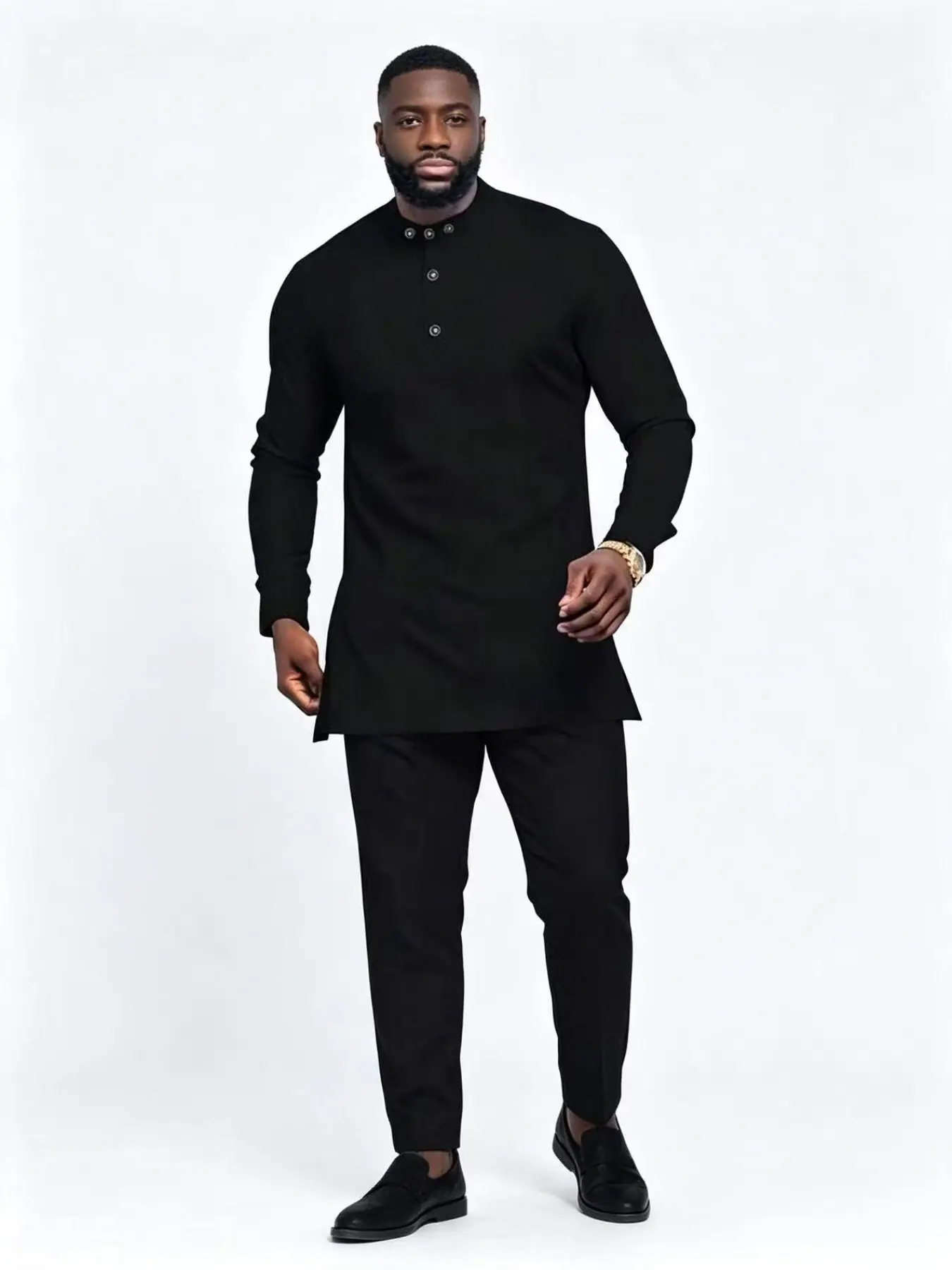 African Ethnic Cultural Style Men's Set, Long Sleeve Button Shirt and Casual Pants, Traditional Elegant, Perfect for Parties and Festivals