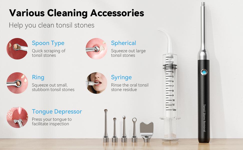 2026 Upgraded Electronic Tonsil Stone Remover Tonsil WiFi-Connected for iOS Android Camera-Assisted 5 in 1 Tonsil Stone Remover Kit for At-Home Use with 1080P HD Visualization & 6 Adjustable LEDs - Ear Irrigation System summerwins