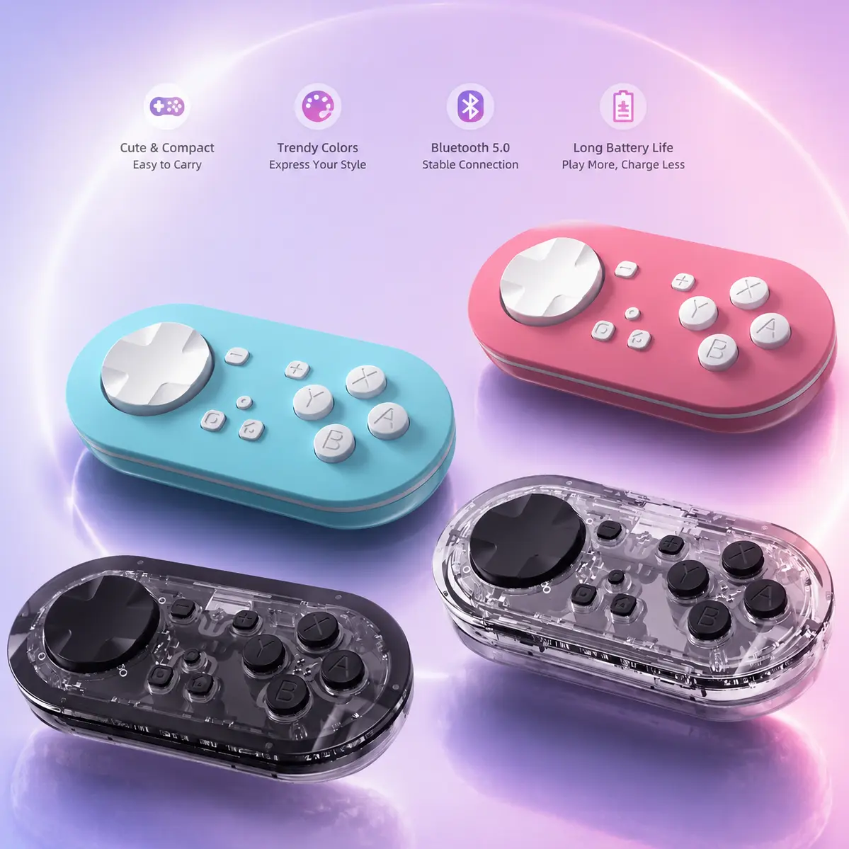 LinYuvo Wireless Pro Controller for Switch, Mini Bluetooth Gamepad with Adjustable RGB Lighting, Turbo, Motion Control, Compatible with PC, Android & iOS sohochic travelessentials