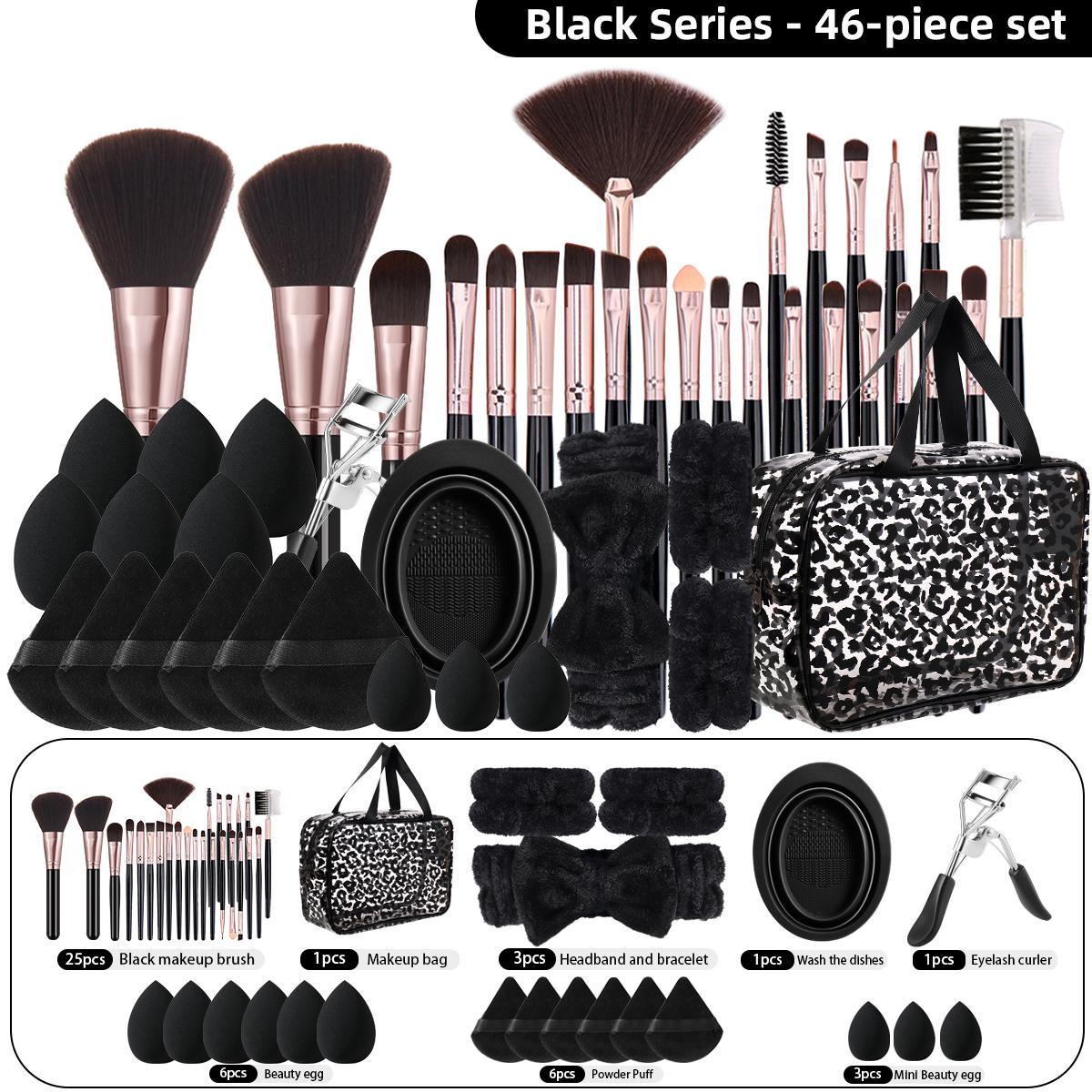 Makeup Brush Set Combination Kit Cosmetic Makeup Tool Powder Foundation Eyeshadow Concealer Detail Brushes Makeup Bag Beauty Sponge Puff Lash Curler Suitable for Face Daily Use