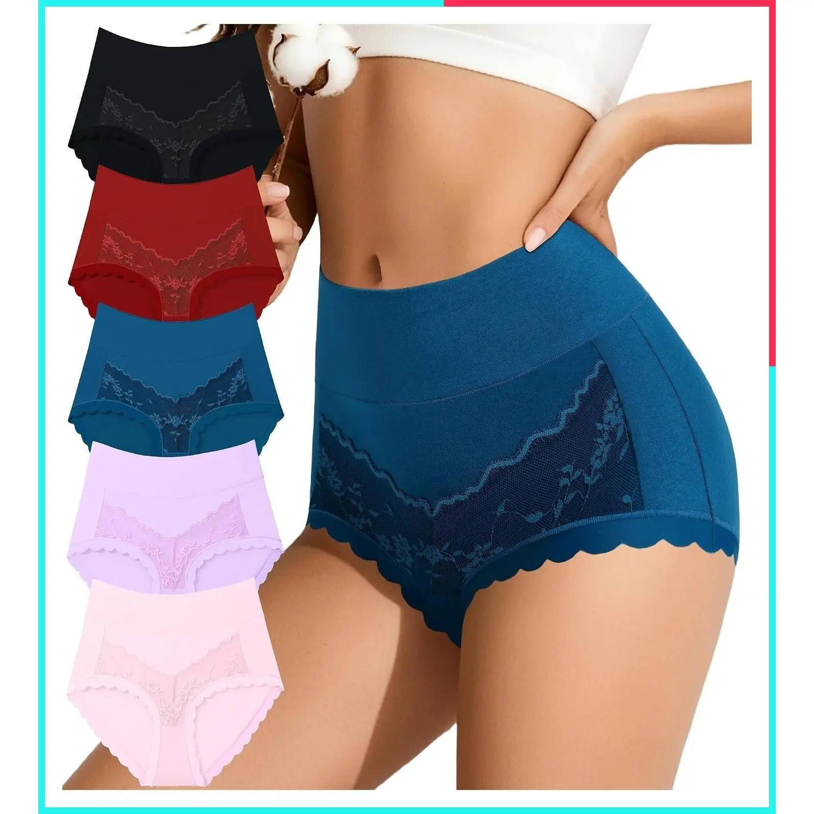 Women's Cotton High Waisted Full Coverage Underwear - Soft Breathable Postpartum Panties, Tagless, 5 Pack