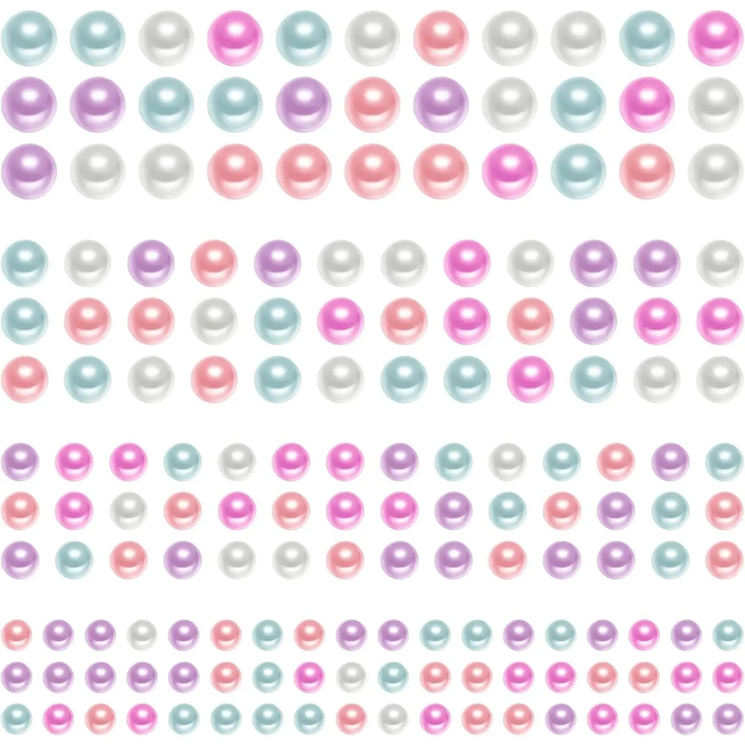 Tenare 2800 Pcs Pearl Stickers for Crafts 4 Size Self Adhesive Pearls Faux Pearl Embellishment Makeup Stickers Sheet for Face Beauty Nail Phone DIY Craft Home Decor(Colorful)