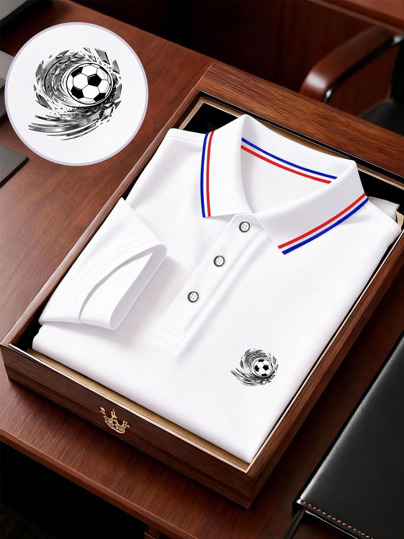 Men's Geometric Print Polo Shirt, Loose-Fitting Short Sleeve, Breathable Elastic Fabric, Casual Business Tee, Spring Summer New Arrival