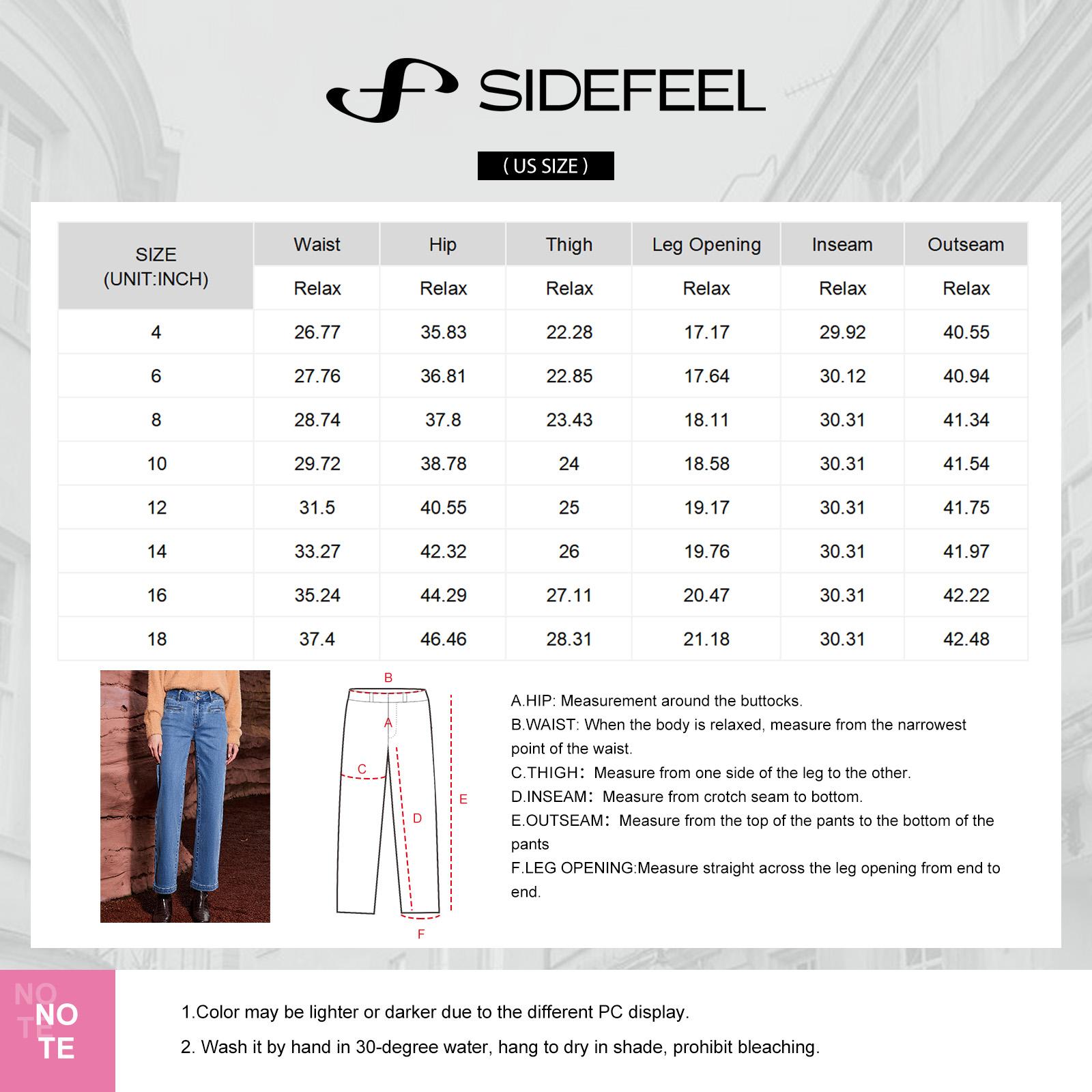 Sidefeel Women's Jeans High Waisted Straight Leg Stretchy Jeans Trendy Welt Pockets Loose Wide Leg Zimbaplatinum Denim Pants