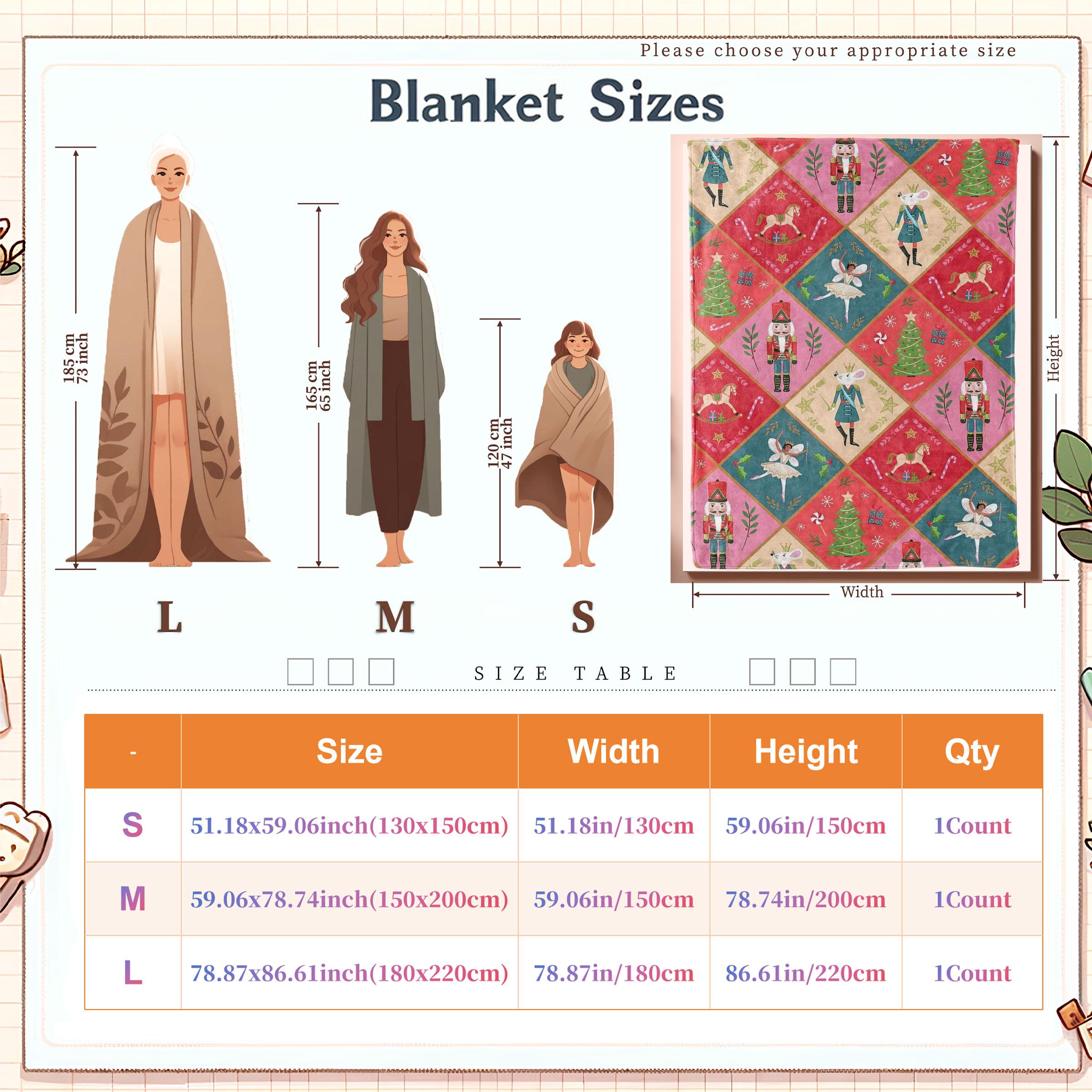 Royal Opera Modern Christmas Flannel Blanket, Nutcracker Design, Multi-Season Use, Ideal Gift, Stain Resistant Fabric