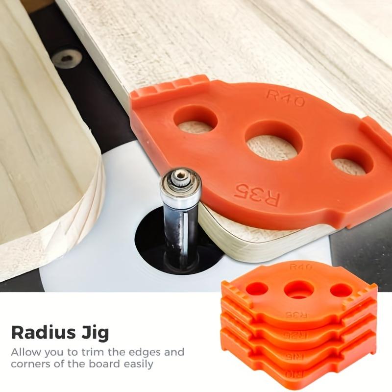 [Precision Corner Radius Jig] 4pcs Corner Radius Jig Router Templates Tool Accessories - Precision Rounded Corners, Durable Orange Plastic - Dual Gap Sizes (1/2" & 1/4") for Woodworking, Flooring & Cabinet Installation