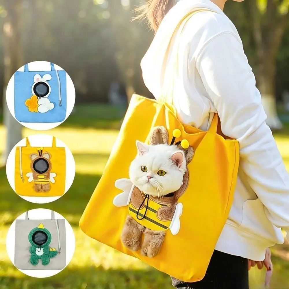 Breathable Head Out Pet Carrier Tote Bag, Multi-Use Handheld Crossbody Shoulder Pet Bag, Soft Sided Travel Carrying Bag for Small Cats Puppies Outdoor Walking Vet Visits