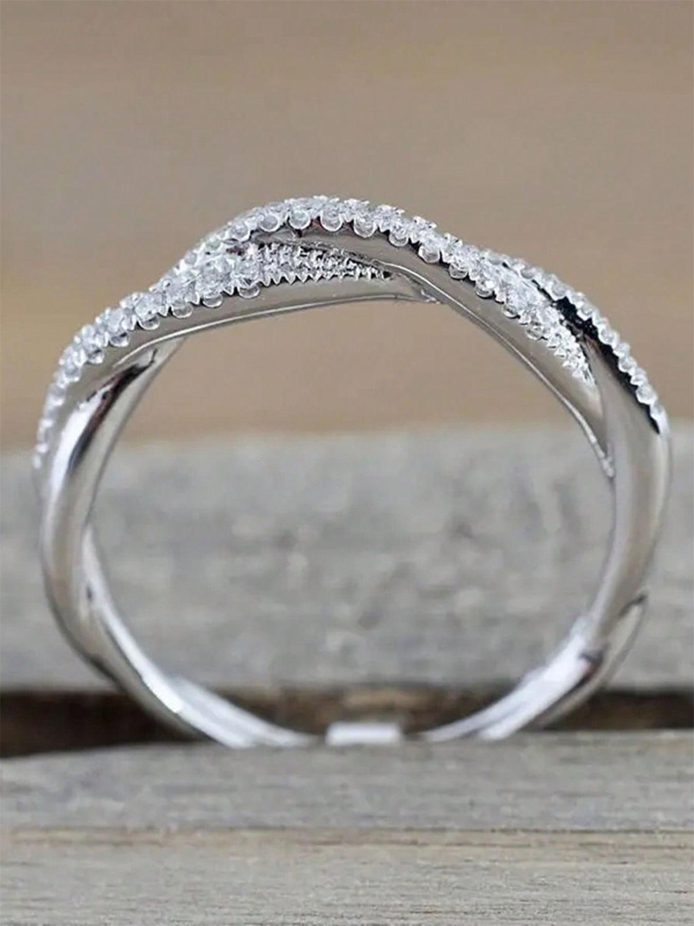 1 PC Fashion Cubic Zirconia Ring For Women For Wedding Engagement Party Jewelry Valentine's Day Gift