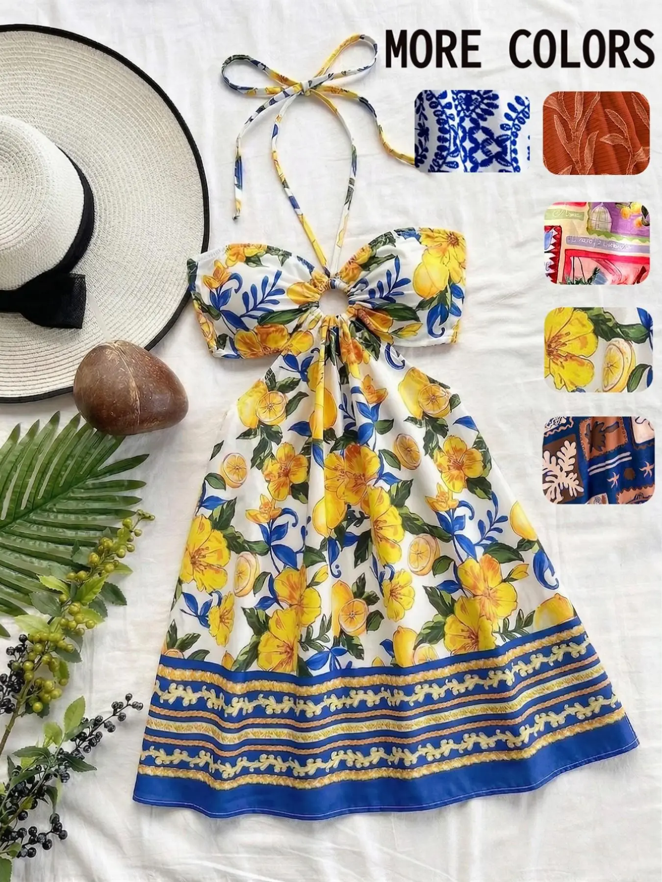 Blue, White, Yellow Color Block Design