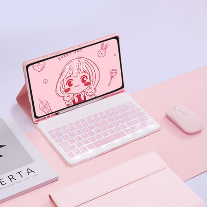 Backlit Keyboard Mouse Combo for Samsung Galaxy Tab S10/s9/s8/s7/s6lite/a9/a8, Detachable Rechargeable Touchpad Keyboard, Pen Holder Included