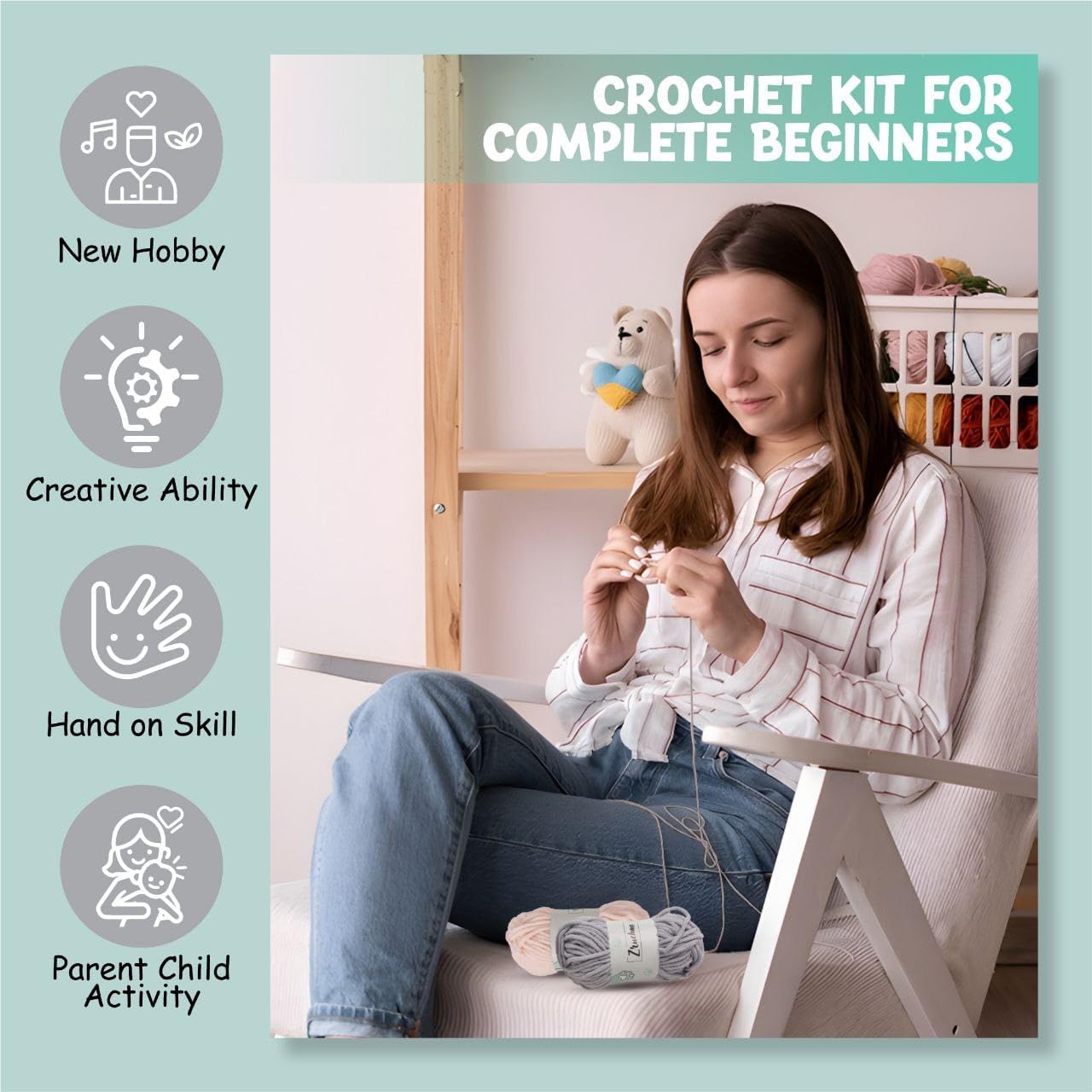 Hat Beanie Crochet Kit, Crochet Kit for Beginners, Step-by-Step Video Tutorials and Detailed Instruction, Complete DIY Learn to Crochet, Crochet Starter Kit with Yarn Hook Accessories, Ear Hat Hat Beanie Crochet Kit, Crochet Kit for Beginners, Step-by-Step Video Tutorials and Detailed Instruction, Complete DIY Learn to Crochet, Crochet Starter Kit with Yarn Hook Accessories, Ear Hat