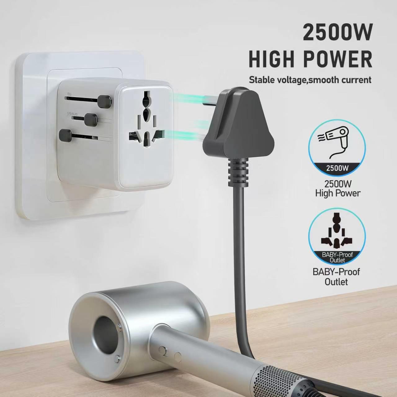20w Global Travel Adapter Plug, 1a3c Multi-Port Fast Charging Universal Power Converter, Compatible with Uk Us Eu Au Sockets