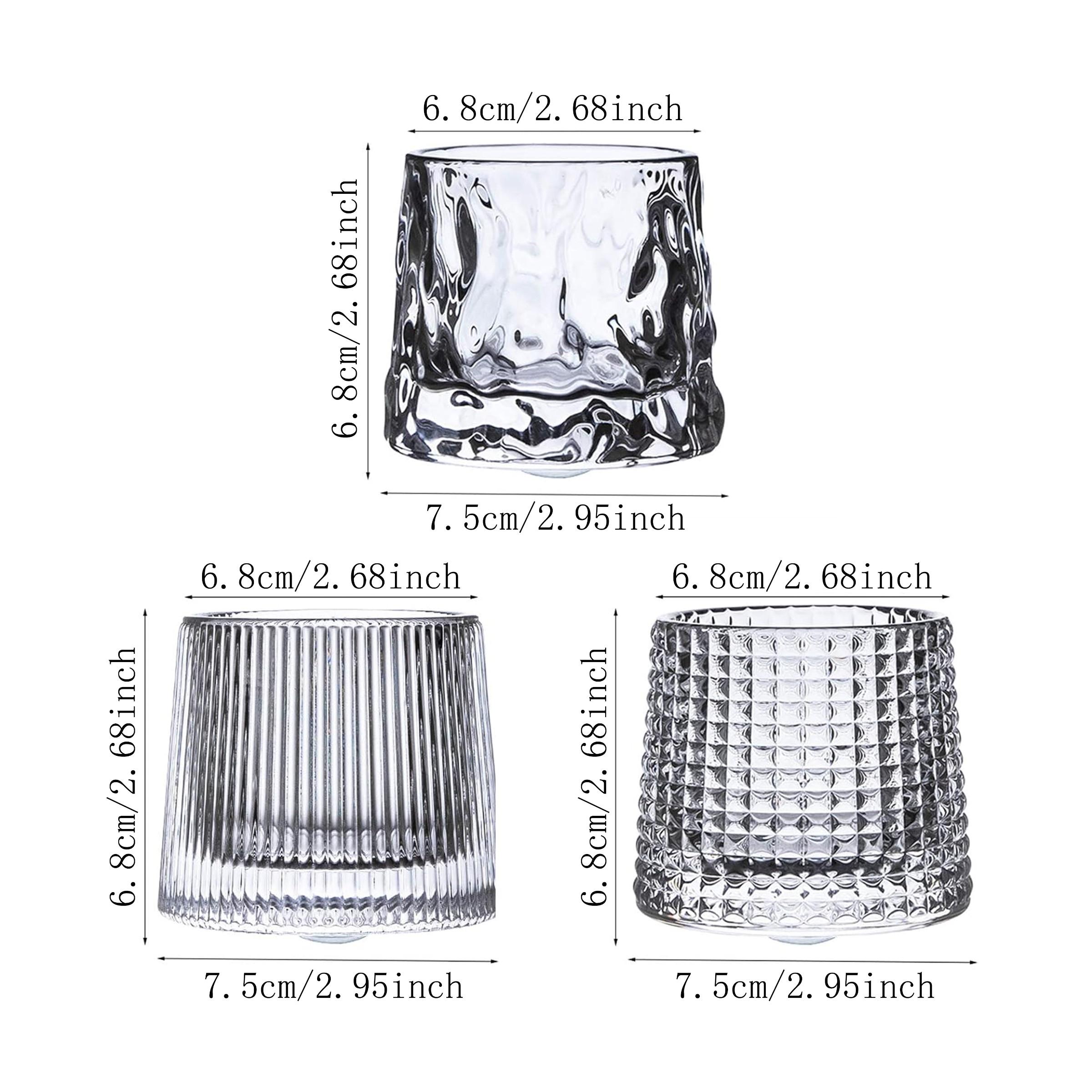 3 Piece Crystal Glass Whiskey Cup Set, Rotating Classic Old Fashioned Glassware, Home Water Mug, Ice Americano Coffee Cup, Bar Glass, Drinkware, Tumblers