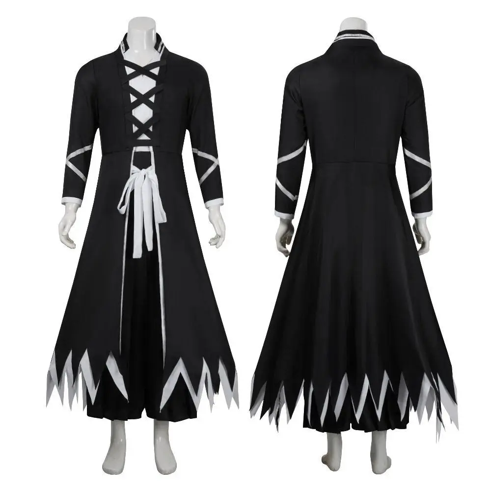 Anime BLEACH Kurosaki Ichigo Cosplay Costume Japanese Manga Cosplay Black and White Outfit Halloween Role Play Uniform for Men