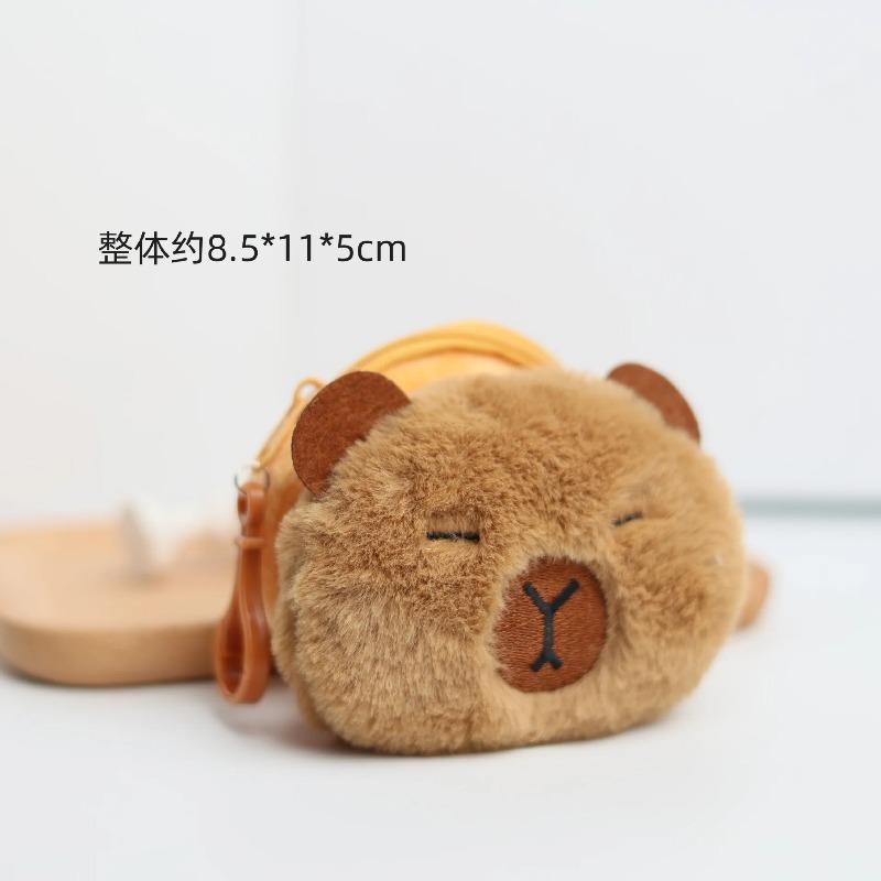 Cute Kapibara change bag capybara earphone bag pendant creative cartoon plush guinea pig storage bag