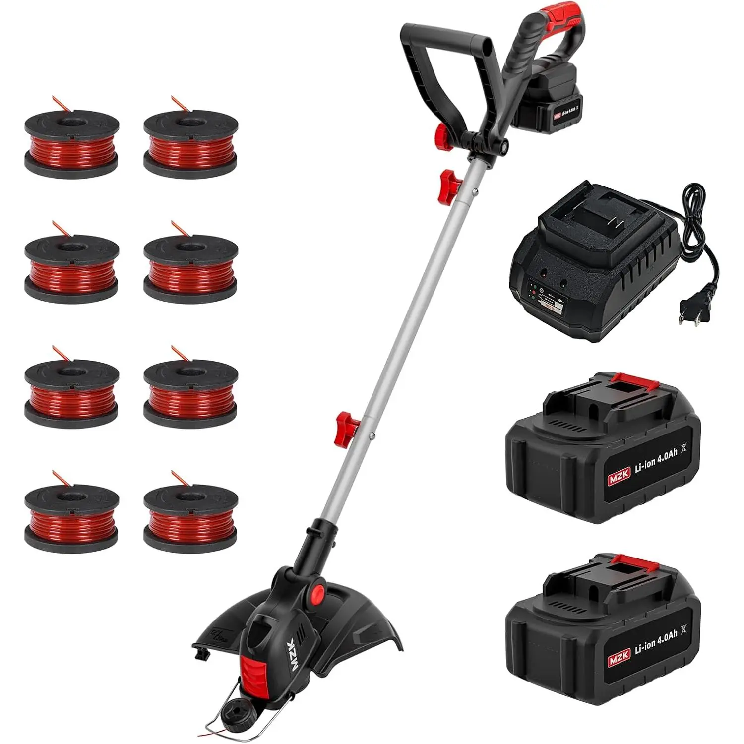 20V 12-Inch Cordless Grass Trimmer Edger - 8000 RPM, 4.0Ah Battery, Auto Feed Lawn Edger Trimmer with 8 Spools for Outdoor Gardening