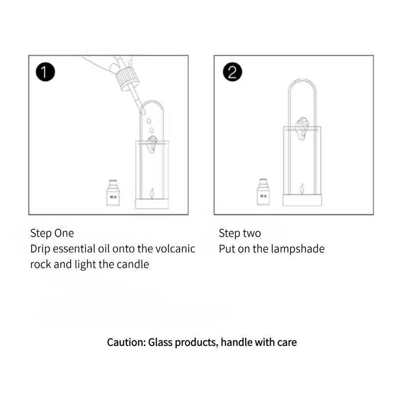 Portable Outdoor Essential Oil Diffuser Lamp, Windproof Design, Quartz Glass Metal Candle Holder, Home Volcanic Stone Aroma Night Light Gift