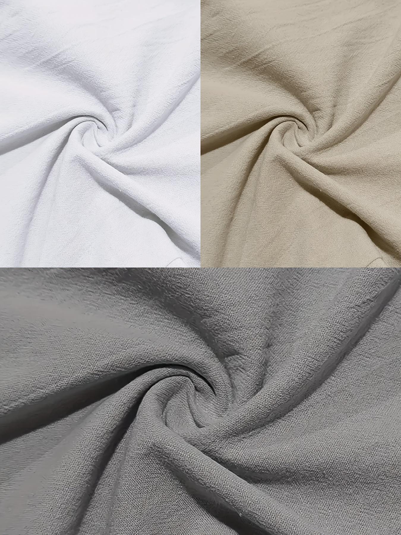3 pieces of men's summer plain-color simple linen casual straight-leg trousers, Casual Solid Drawstring, beach-friendly lightweight breathable linen trousers, suitable for daily commuting and outdoor activities, vacations, beaches, Casual Fashion Pockets