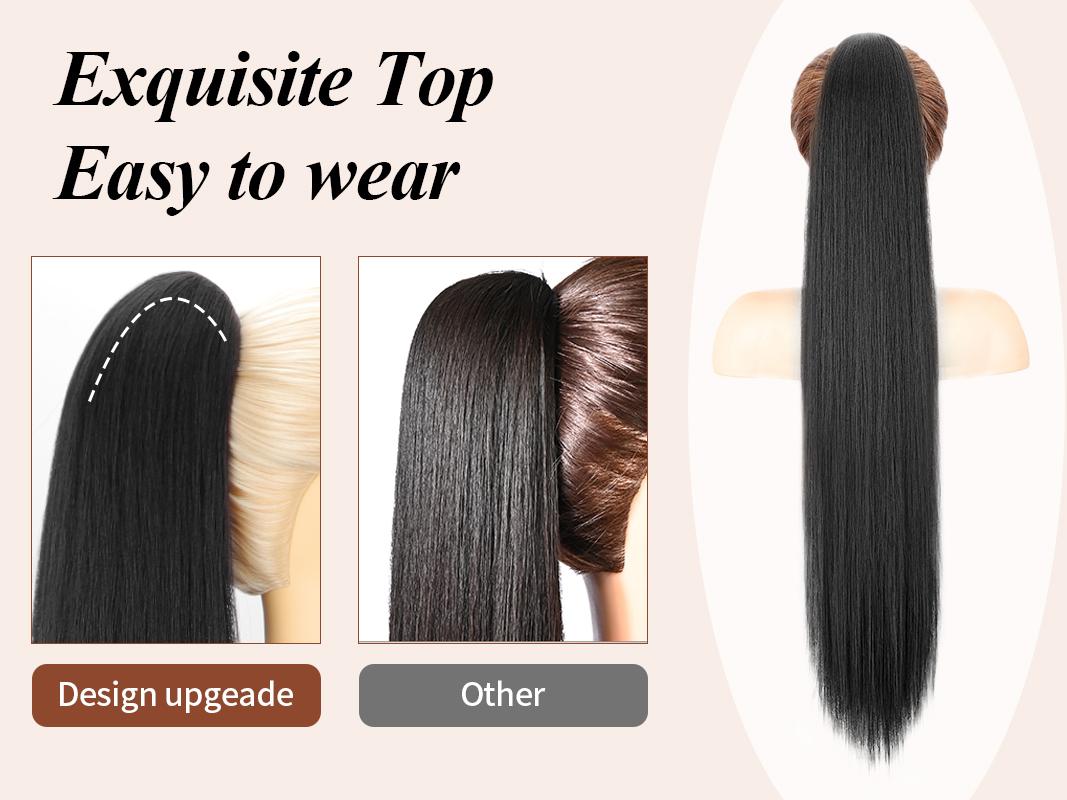 HIUSVO Ponytail Extension Claw 30 Inch Long Straight Pony Tail Clip in Claw Hair Extensions Natural Looking Synthetic Hairpiece for Women