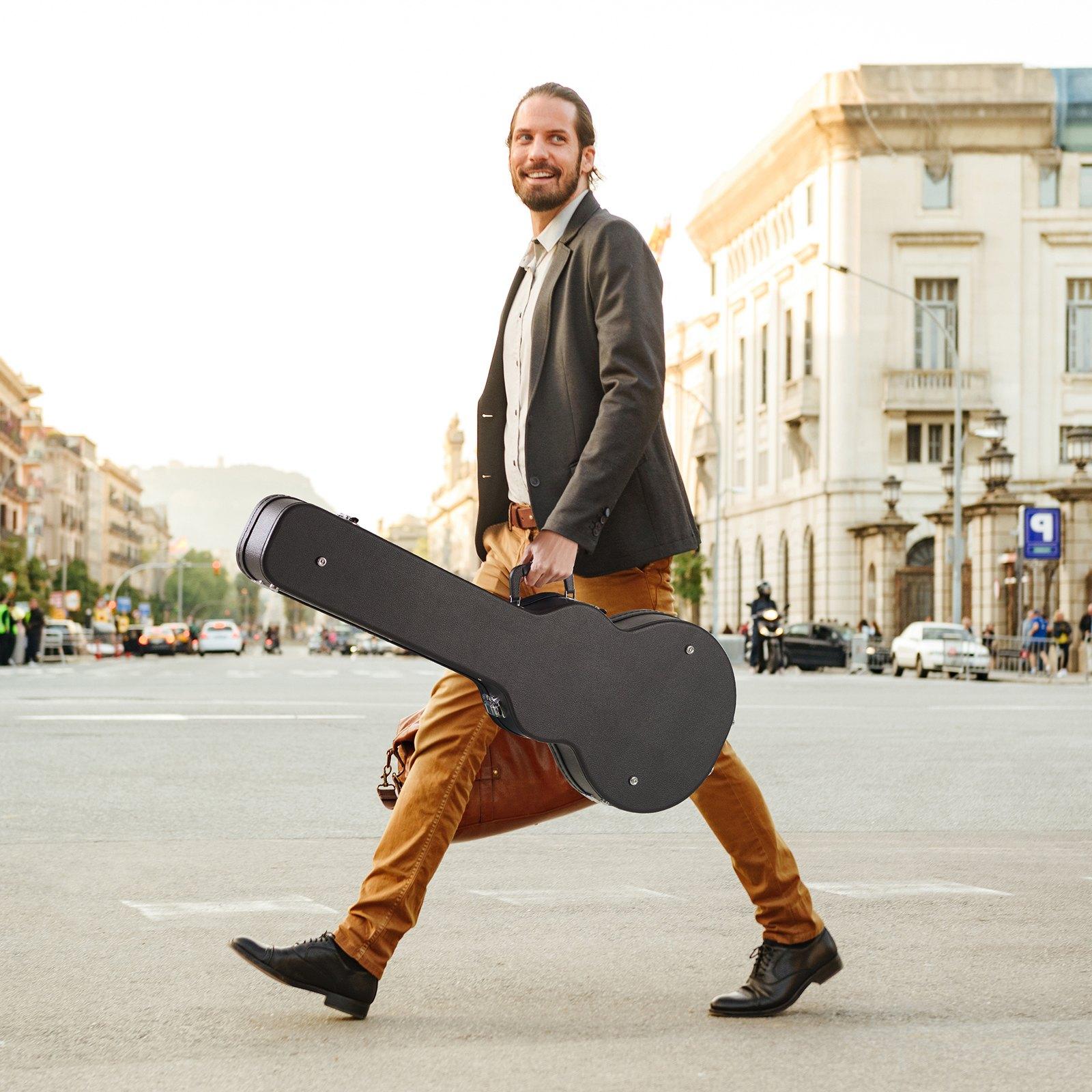 fathersdaygift  VEVOR Electric Guitar Hard Case, 41.34 in Gourd-Shaped Guitar Hard Case, With Lock Latch Keys Handle, PVC Padding Soft Lining Water-Resistant Hard Shell Guitar Case, for 39 in LESPaul Guitars, Black