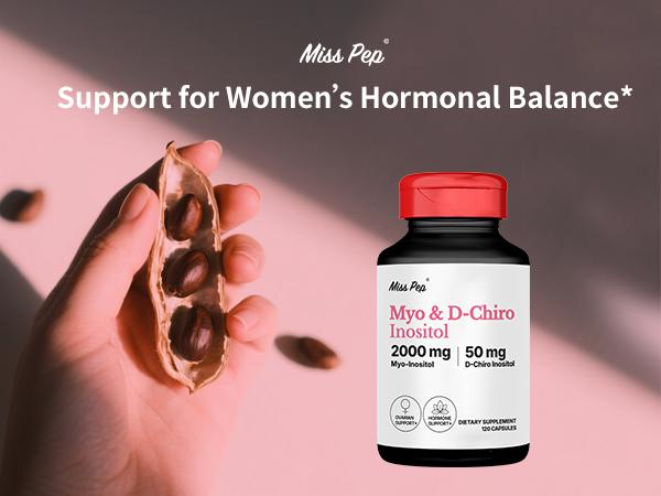 MissPep Women's Inositol Supplement (40:1 Myo & D-Chiro Inositol), 120 Capsules (30-Day Supply) - PCOS Fertility Support, Pelvic Health Specialist Reviewed, Made in USA, Daily Mood Support Vitamins, Wellness