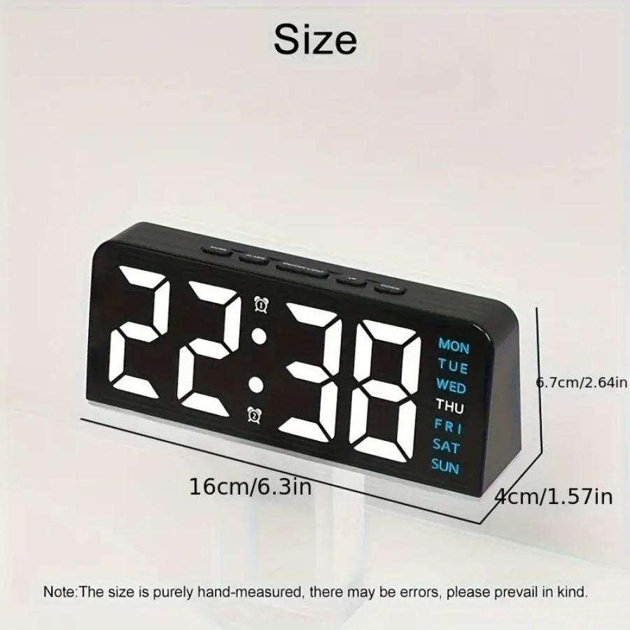 LED Digital Clock, LED Alarm Clock, 1 Count Multifunctional Date Temperature Display Clock, Home Decor Desktop Clock for Living Room Bedroom Office, Decorative