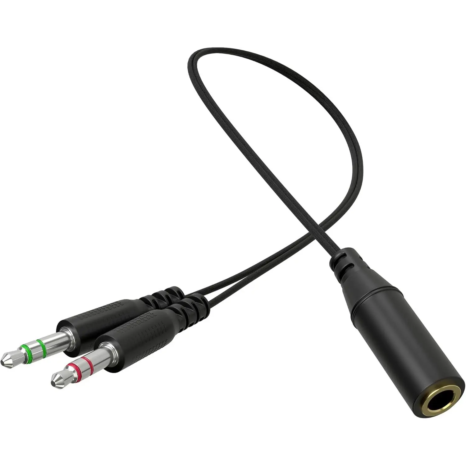 Headphone Splitter, 3.5mm Female to 2 3.5mm Male Audio Splitter  for Aux Microphone Mics Stereo Jack Earphones Port Cord Earbuds Gaming Headset PC Laptop Adapter Tablet Black