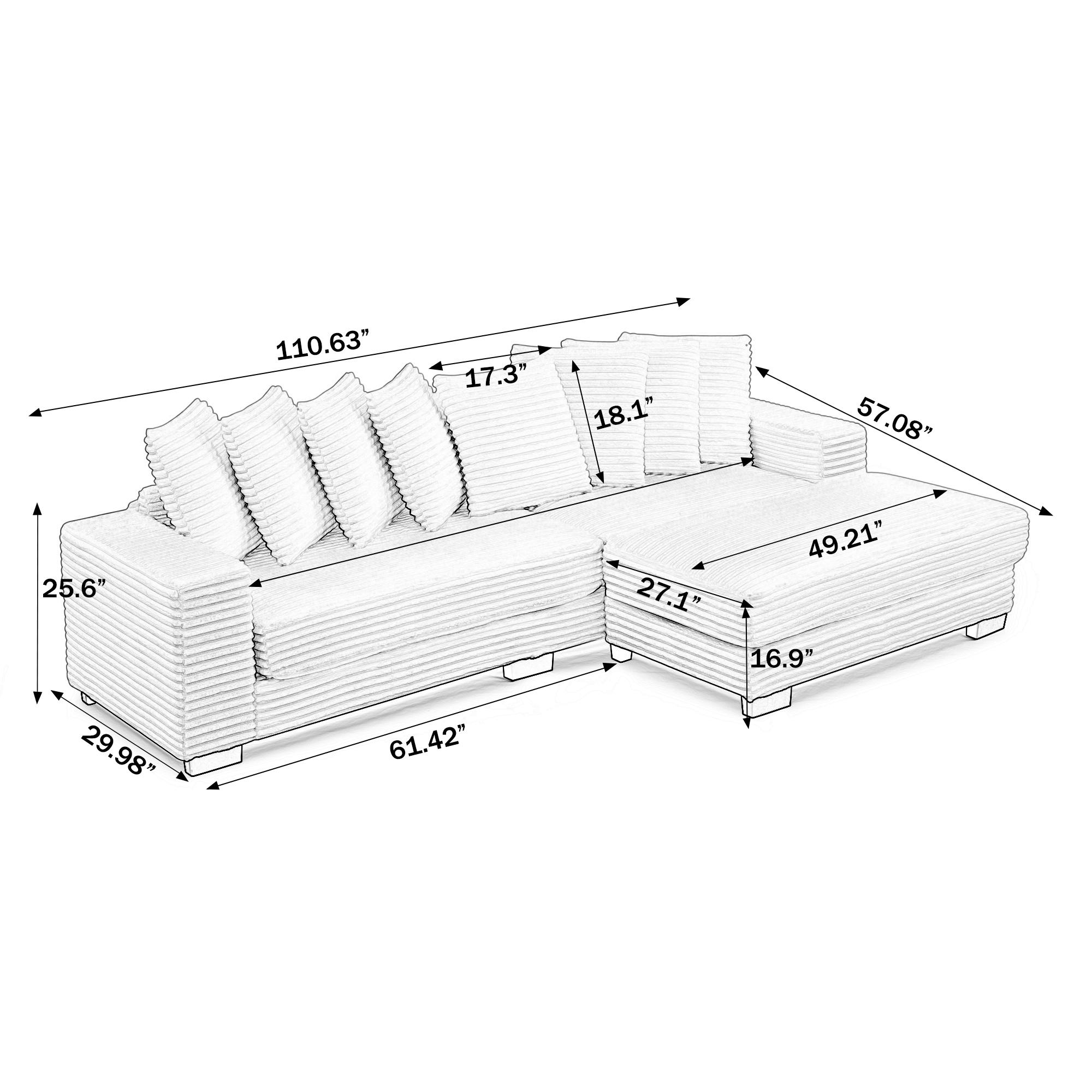 【New Year Special Discount】Niccea 110" LED Lighted L-Shaped Sleeper Sectional Sofa – Stylish Modern Modular Design with Adjustable Footrests, 8 Plush Throw Pillows, Easy Assembly, Ideal for Living Room, Bedroom, Apartment, Hotel, and More